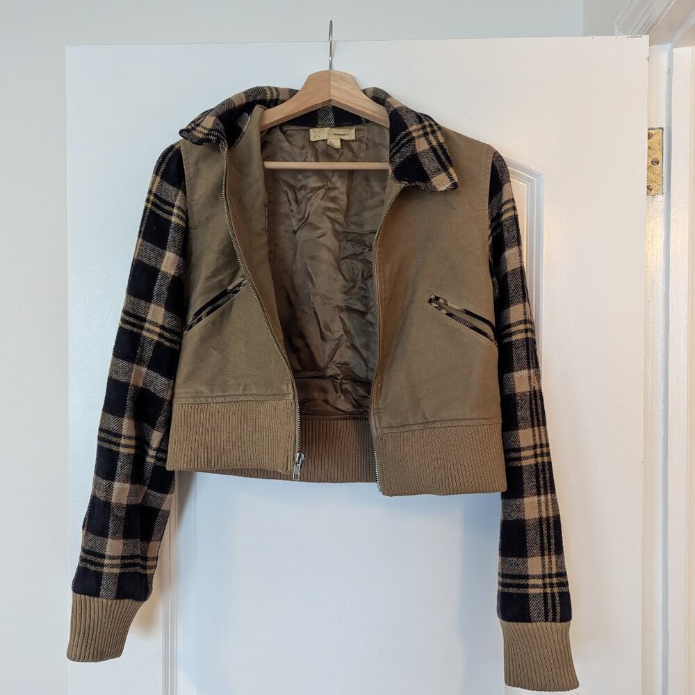 Cropped New York Thrifted Plaid Jacket